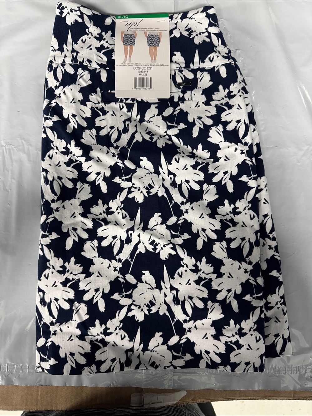 UP! Navy Floral Pencil Skirt
